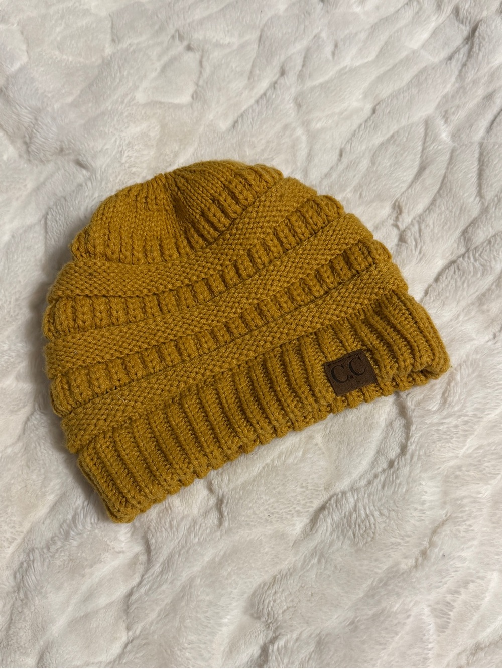 CHANEL Knit Beanie Hat in Mustard Yellow